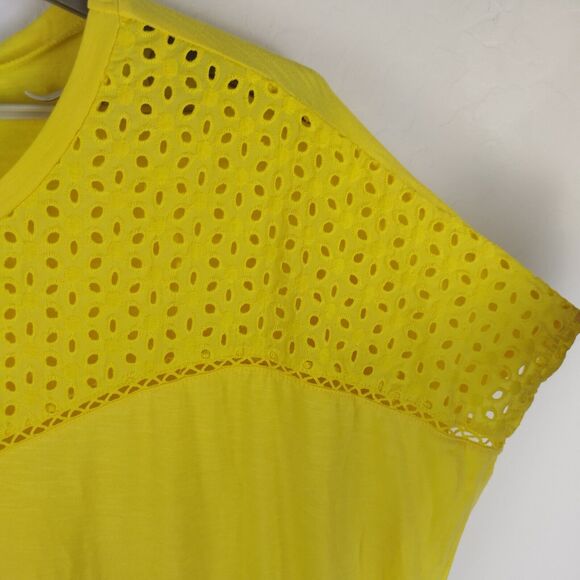Lane Bryant yellow Eyelet Slub Knit Short Sleeve Top - Picture 5 of 5